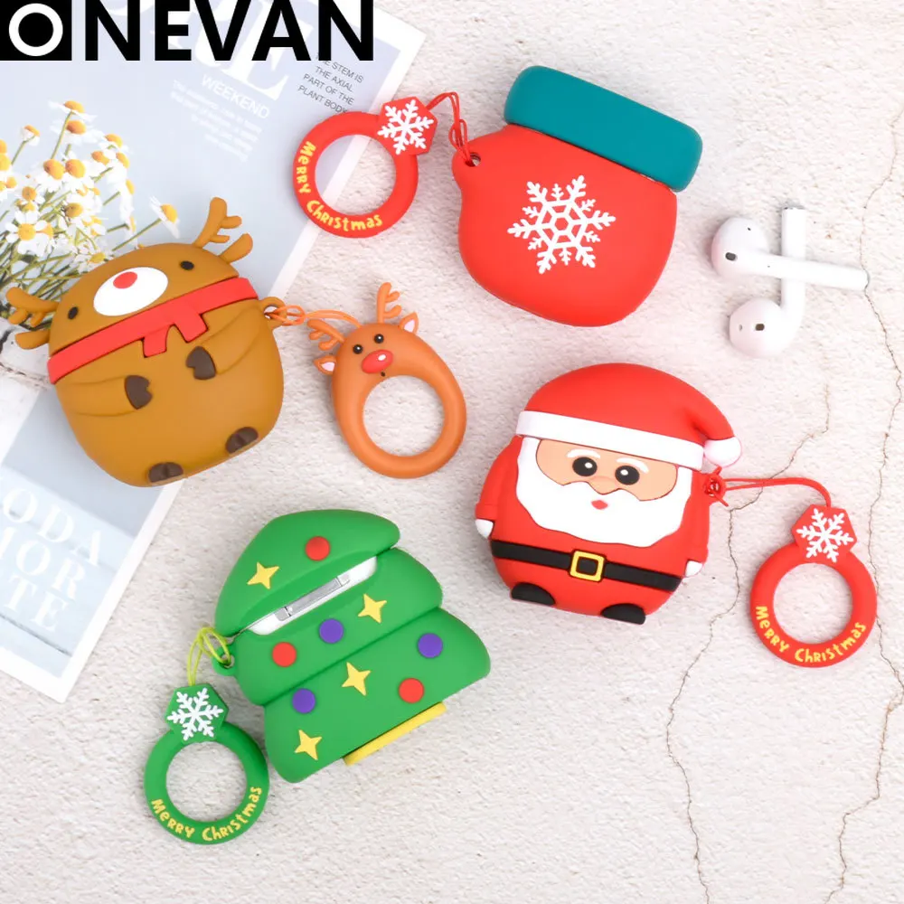 

Cute Silicone Earphone Storage Case for Apple AirPods Headphones Case Box Christmas Gift Bluetooth Earbud Cover Bag Ring Cartoon