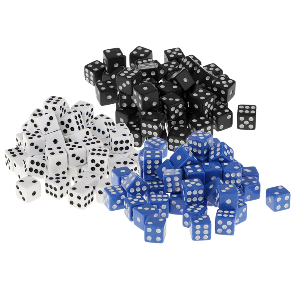 150 шт Акриловые 6 сторонние игральные кости TRPG вечерние 12 мм три цвета