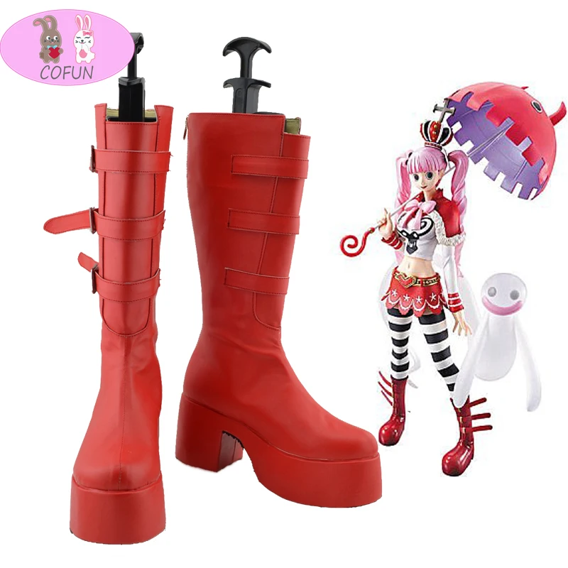 

COFUN Аниме One Piece Perona Red Boots косплей обувь на заказ