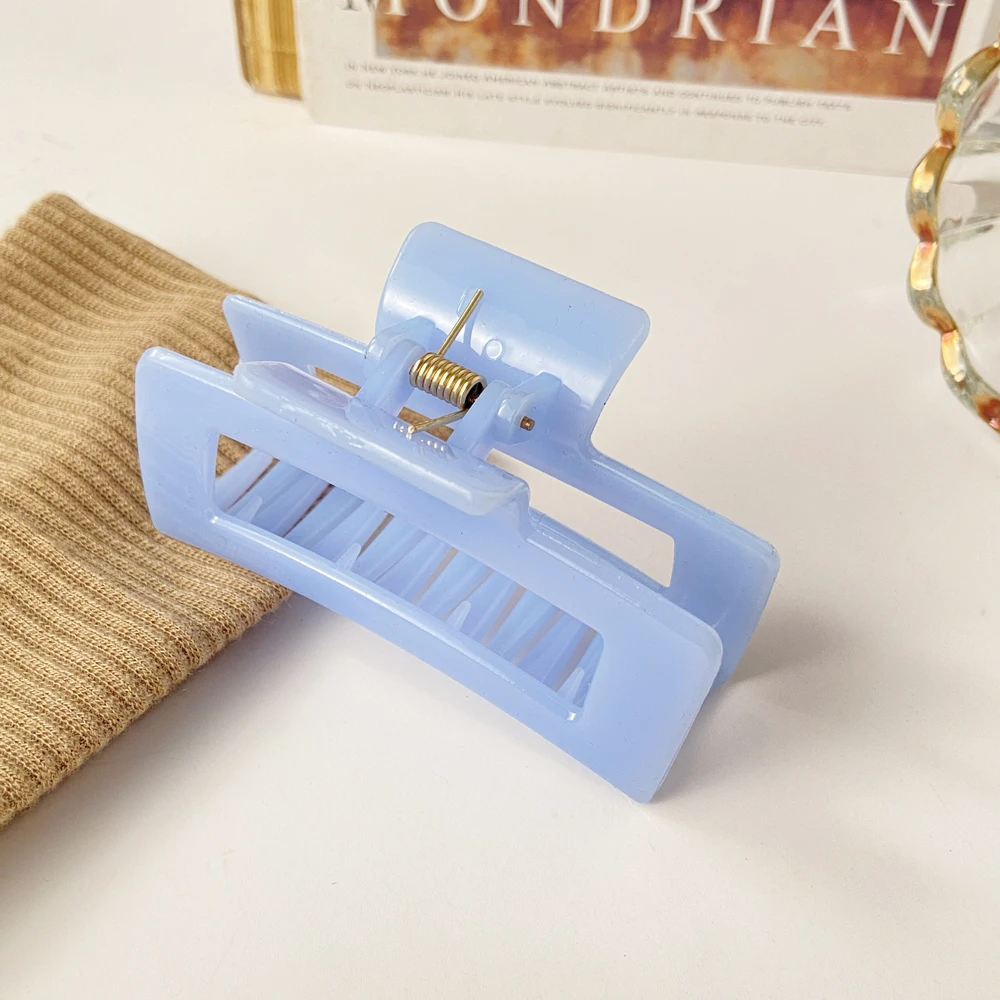 Jewelry Accessories Hair Accessory Hair Clip Hair Headdress Candy Color Rectangle Hollow Claw Hairpin Headdress Female Acrylic Geometric Solid Color Large Hairpin Hair Accessories