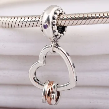 

Original Rose Hearts Highlights WIth Crystal Pendant Beads Fit 925 Sterling Silver Charm Bracelet Bangle Diy Jewelry