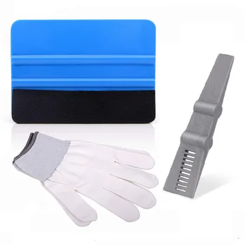 

EHDIS 3pcs Car Sticker Tool Fabric Felt Squeegee Scraper Kit Cutting Knife Work Glove Auto Vinyl Film Car Wrap Application Tool