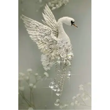 

Needlework full diamond painting cross stitch animal diy diamond embroidery picture square diamond mosaic White Swan stickers