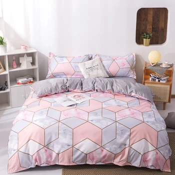 

Simple Style Pink Tone Grid Pattern Bedding Set 2/3Pcs Duvet Cover+ pillowcase Small/US/AU/UK Size