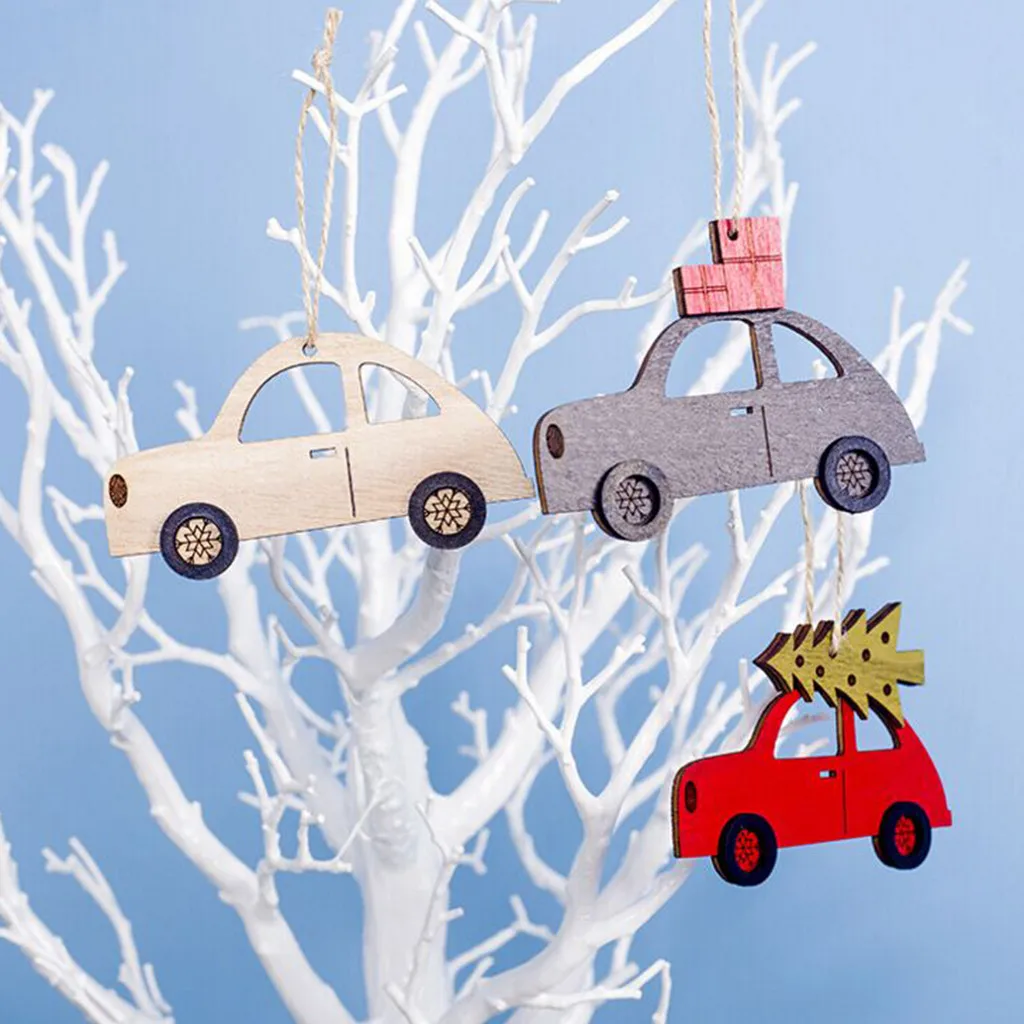 Рождественские деревянные декорации окрашенная декоративная подвеска для автомобиля дома год натуральное дерево мини-елка подвеска Navidad