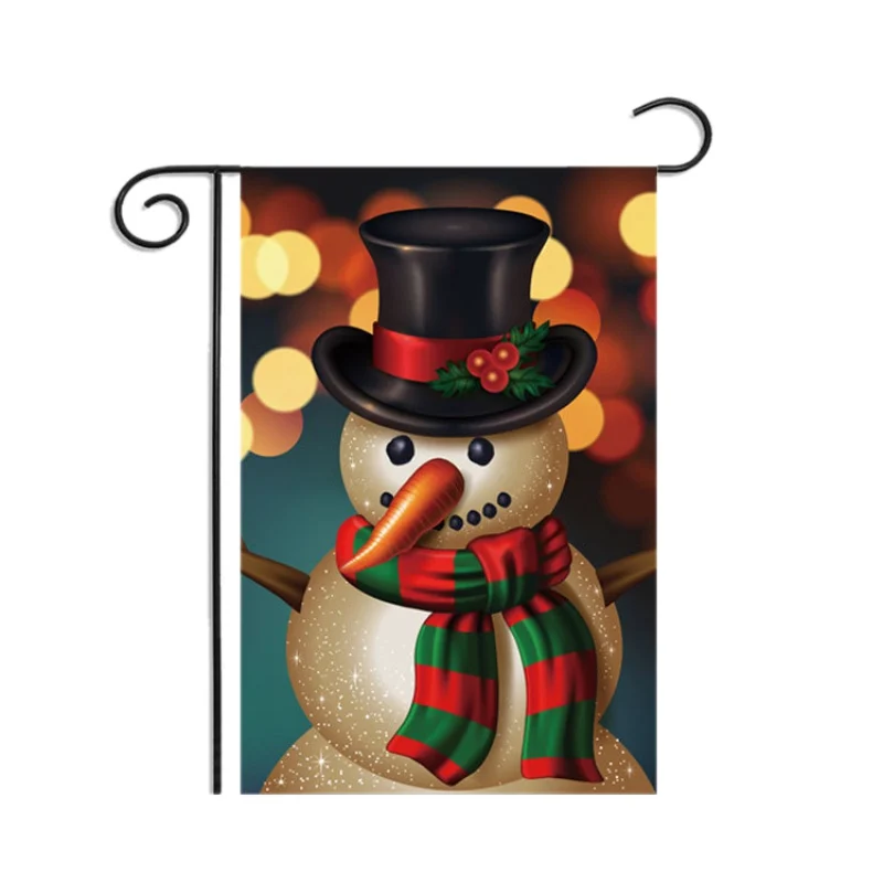 Садовые флаги Санта-Клаус Олень Снеговик узор напечатанный подвесной декоративный флаг Рождество Домашний Декор Счастливого Рождества - Цвет: D
