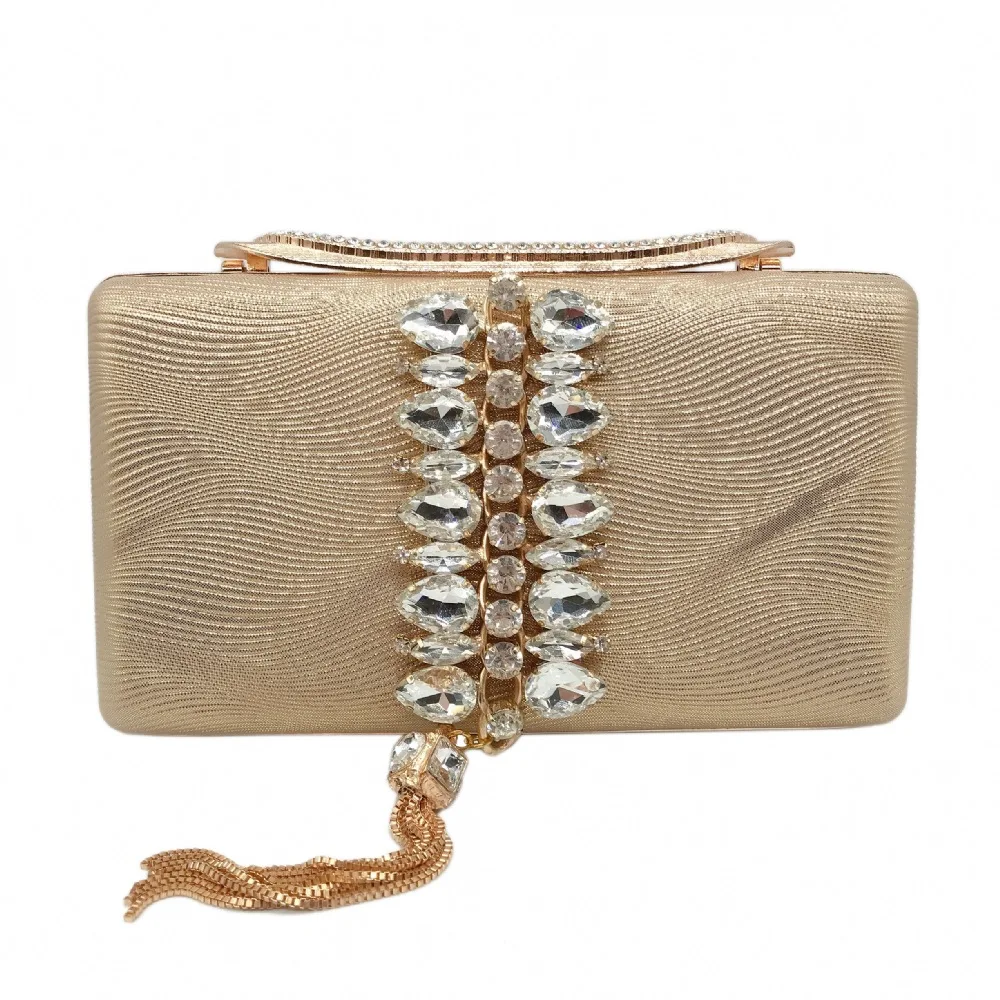 

New Style Diamond Set Tassels Evening Bag Diamond Evening Bag Leather Banquet Formal Dress Square Sling Bag Chain Bag