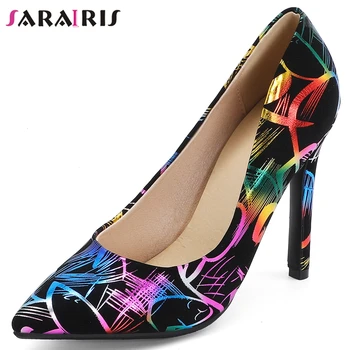 

SARAIRIS New Female Party Attractive High Heels Pumps Sexy Pointed Toe Shallow Pumps Women Spring Novelty Colorful Shoes Woman