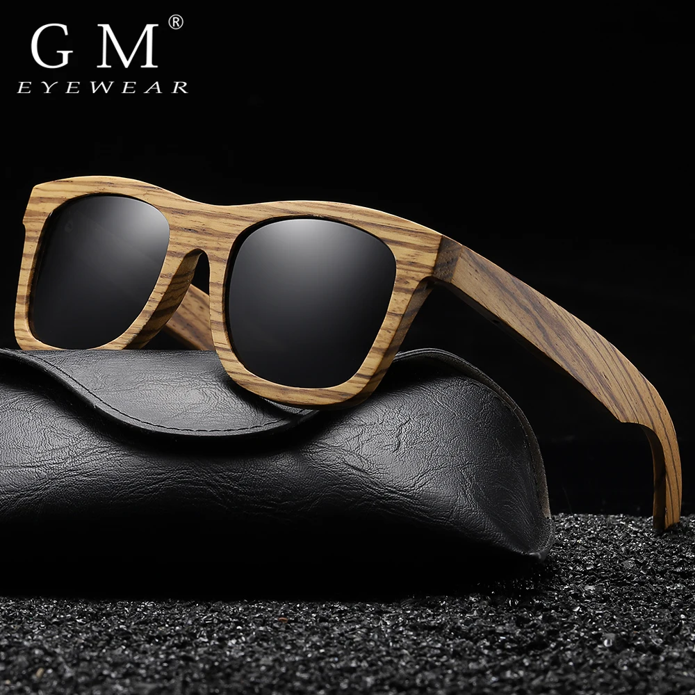 

GM Zebra Wooden Sunglasses Men's and Women's Handmade Glasses Driving Fishing Sunglasses Polarized UV400 With Leather Box