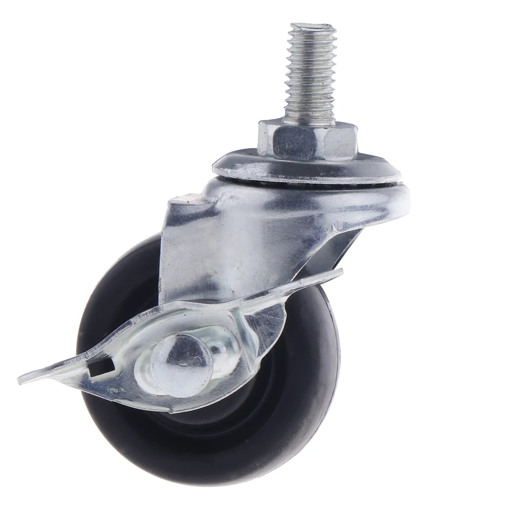1.5 Inch Rubber Swivel Plate Caster Wheel M8 Universal Replacement With Brake, Material: Rubber, economic choice