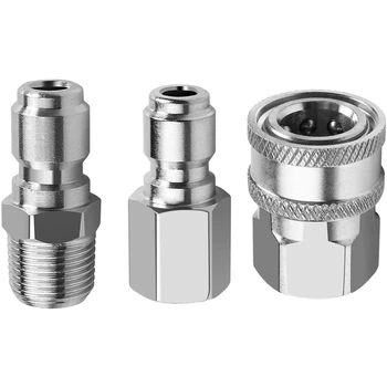 

NPT 3/8 Inch Male and Female Quick Connector Kit Pressure Washer Adapter Set and 1 Pieces NPT 3/8 Inch Pressure Washers Quick Co
