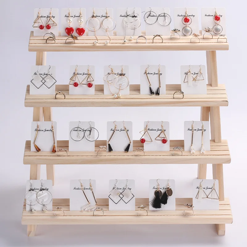 

Mordoa Hot High Quality Jewelry Display Tray Pendant Earrings Rings Display Blocks Solid Wood Jewelry Display Holder