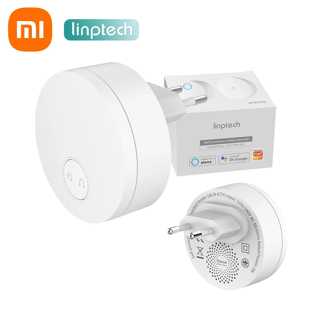 Беспроводной дверной звонок xiaomi Linptech с Wi-Fi самообеспечивающий энергию работает