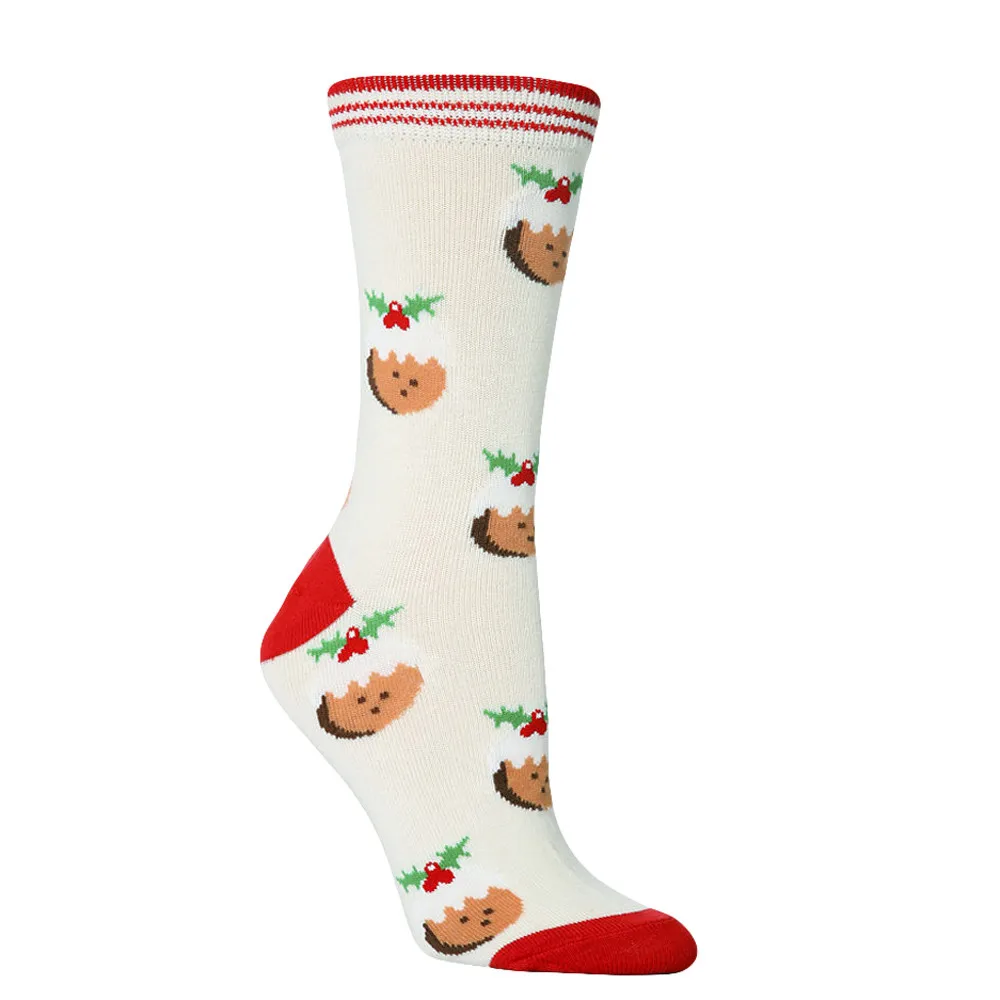 Повседневные рождественские плотные носки для сна унисекс с милым рисунком; теплые зимние длинные носки-тапочки для мужчин и женщин - Цвет: C