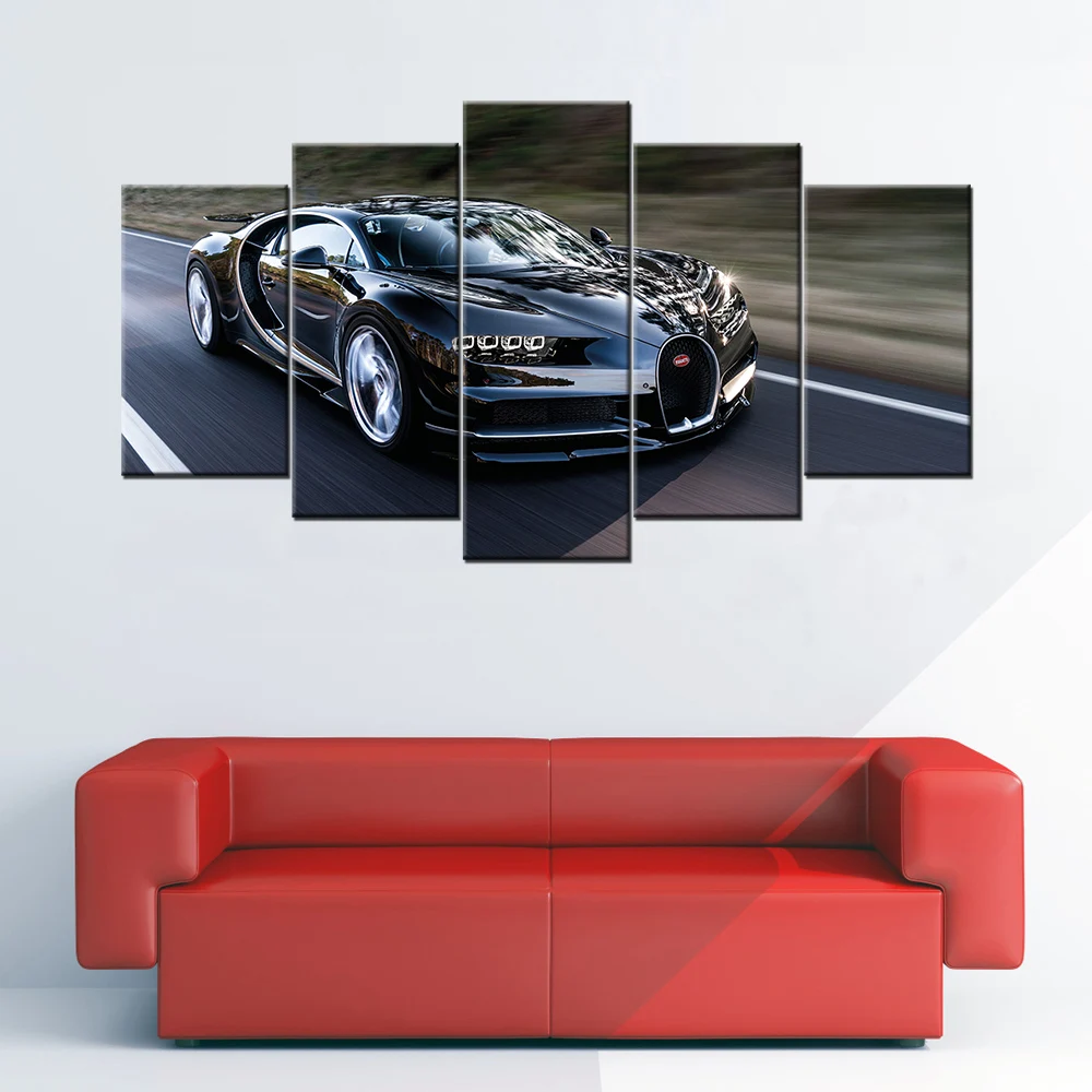 5 шт. картины на холсте Картины HD с Bugatti Chiron одежды принтом Тачки Плакаты модульные