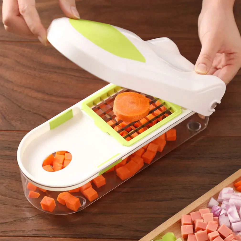 Practical ractical Vegetable Chopper Stainless Steel Vegetable Dicer Chopper Slicer Cutter For Mushroom Cucumber Carrot 5