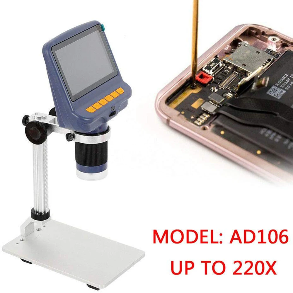 Цифровые микроскопы 220X USB микроскоп 4,3-дюймовым HD монитором под управлением Экран паяльный микроскоп с 8 светодиодный свет для ремонта оценка ювелирных изделий