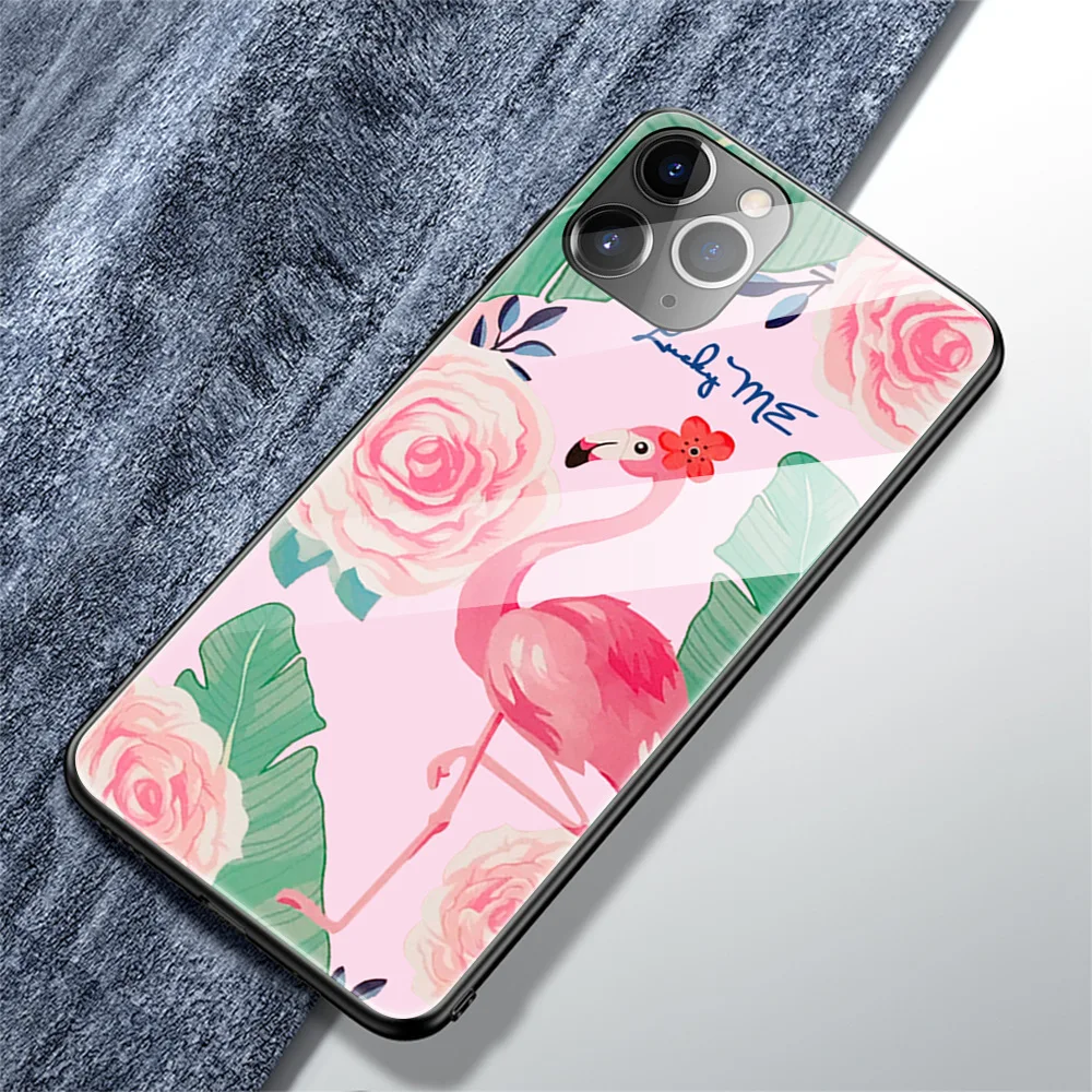 For iPhone 11 Pro MAX X XS XR Nice Starry Sky Flower Tempered Glass Cover For iPhone 7 8 Plus 6 6s Colorful Cases Coque