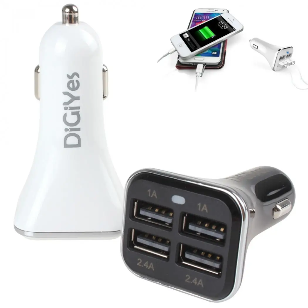 DiGiYes 34 Вт 5 В 6.8A 4-USB порты розетка для автомобильного прикуривателя Зарядное устройство подходит для телефонов mp3-плеер