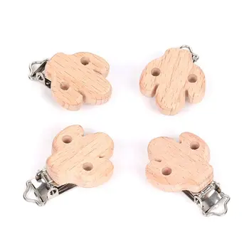 

Drop Ship. Beech Wood Pacifier Clip Small Cactus-shaped Baby DIY Nipple Chain Accessories