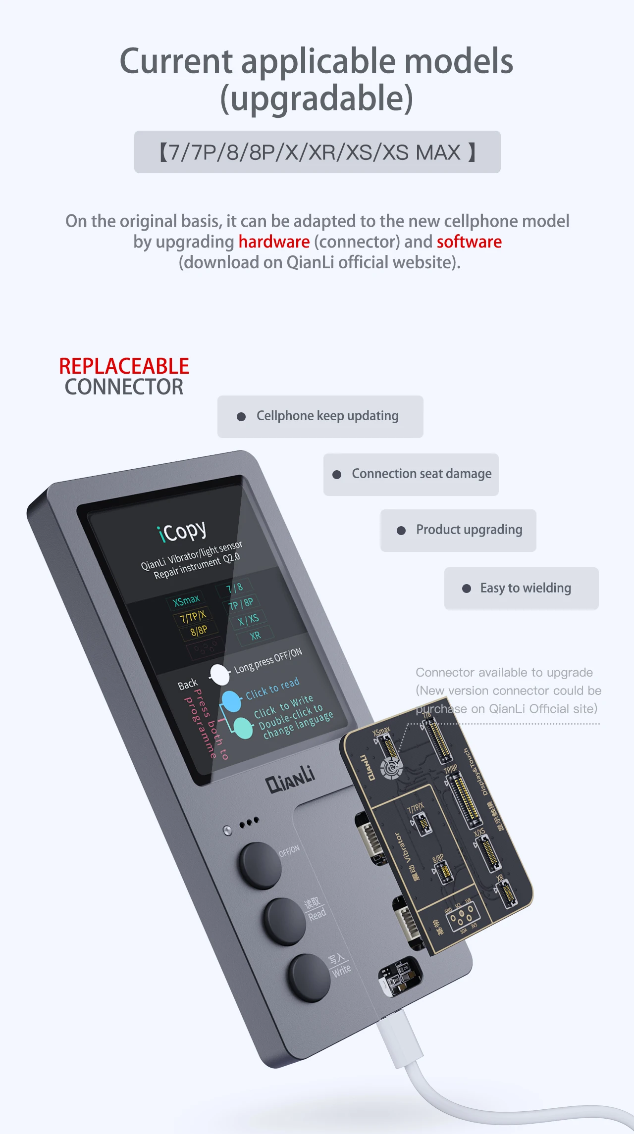 Qianli iCopy Plus ЖК-экран цвет ремонт программист для iPhone XR XSMAX XS 8P 8 7P 7 Вибрация/сенсорный/Ремонт батареи