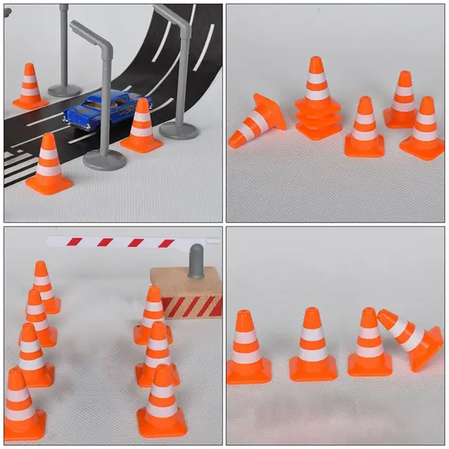 21pcs Fine Practical Safe Road Cones Mini Roadblocks Simulation Traffic Signs for Kids 2