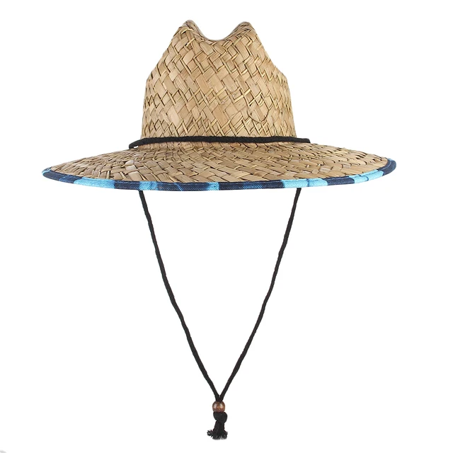 Classic Straw Lifeguard Hat Handwork Wide Brim Jazz Hat