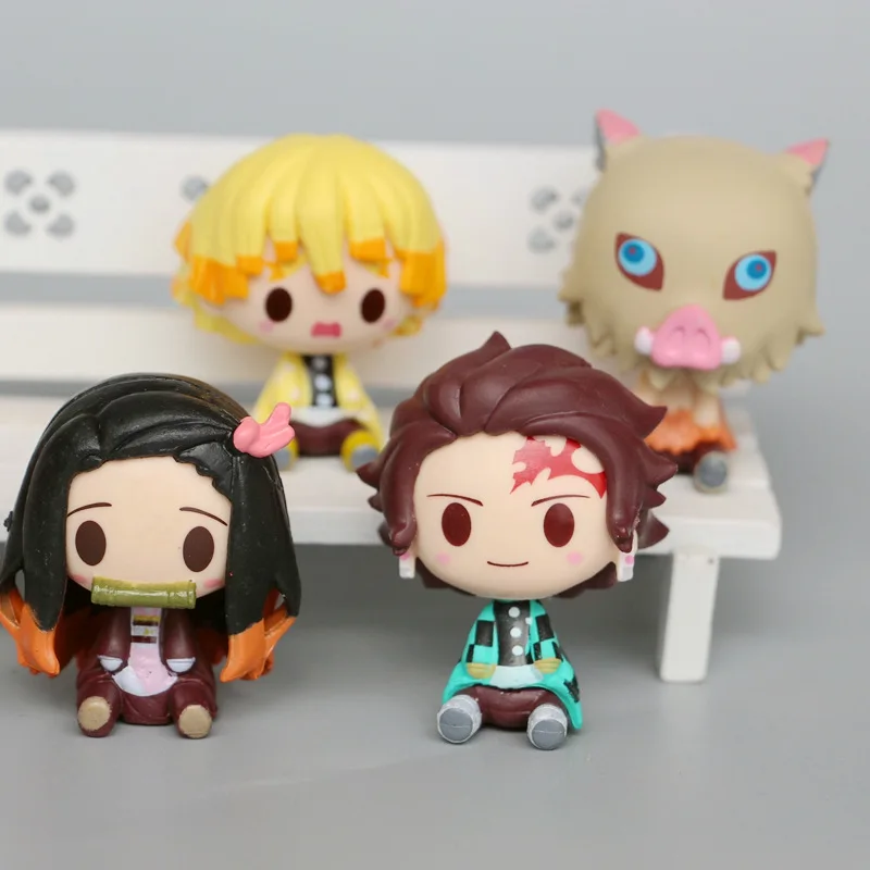 Аниме 5 см Q версия 4 стиля/комплект, игрушка-убийца демонов, сидящая кукла-призрак, Tanjiro Nidouzi Inosuke Zenizu, фигурка, экшн-фигурка