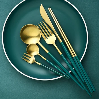 

304 Stainless Steel Dinner Set Cutlery Luxury Knife Fork Spoon Dessert Dinnerware Western Food Silverware Kitchen Tableware