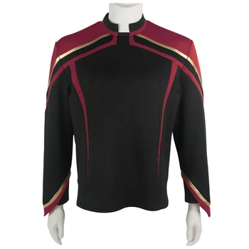 

Cosplay Admiral JL Picard Red Gold Stripe Uniform Startfleet Shirts Men Star Costumes Trek Top Coat Prop