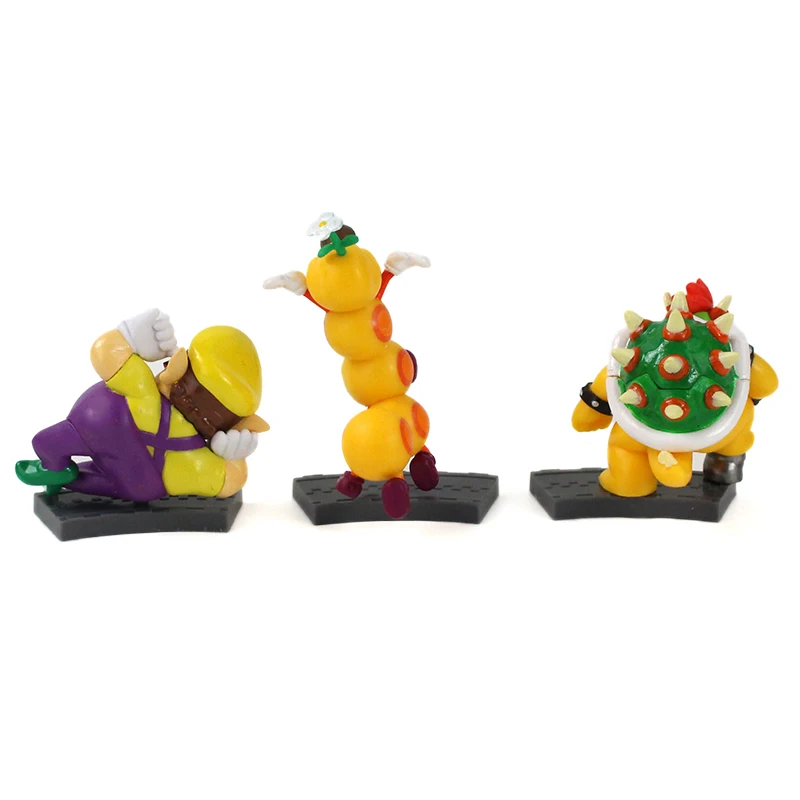 11 шт./лот Super Mario Bros. Mario Luigi Peach Toad Yoshi Bowser Wario Donkey Kong гусеница колючая Мини фигурки коллекция игрушек