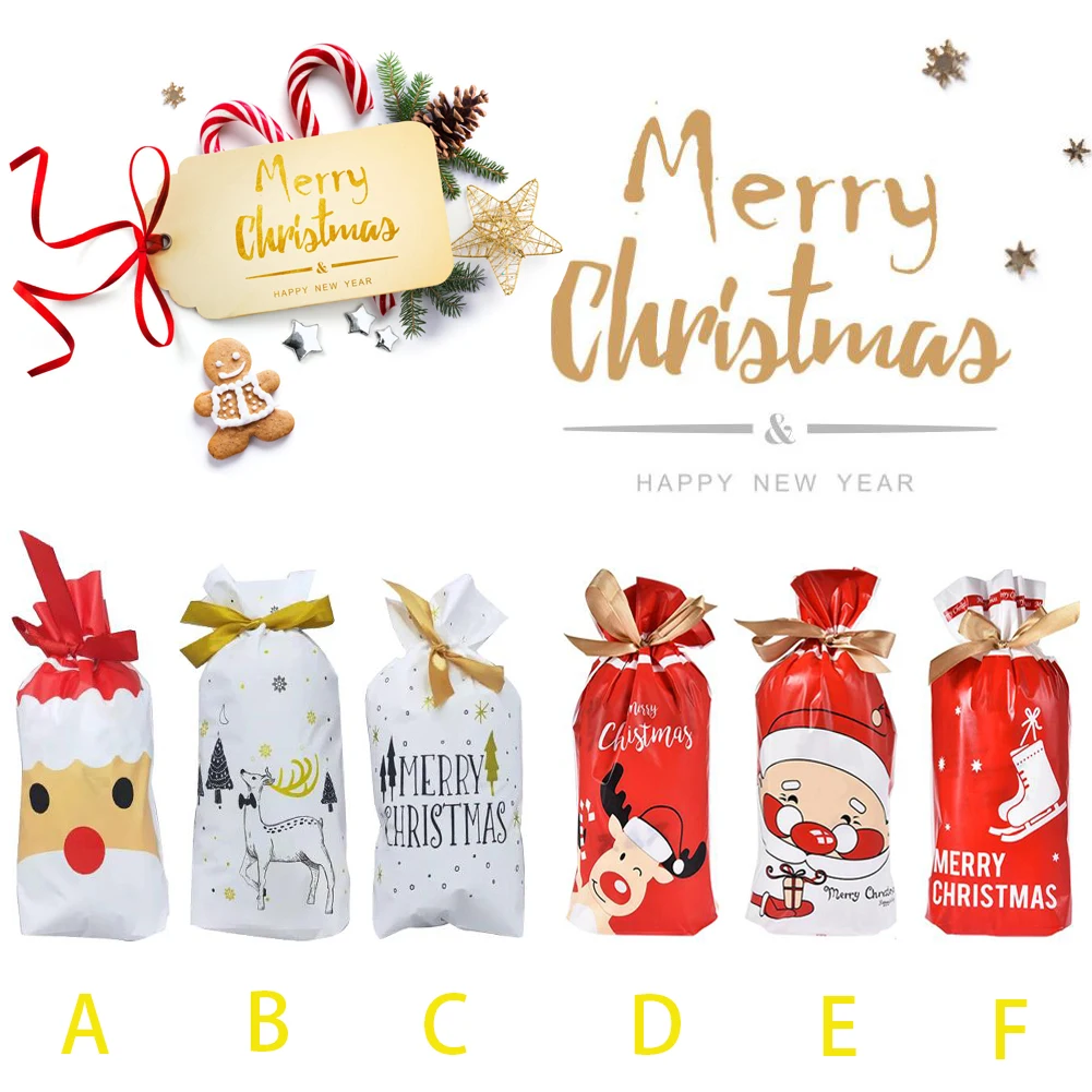 50 шт. Рождественские Сумки на шнурке милая карманная посылка для конфет