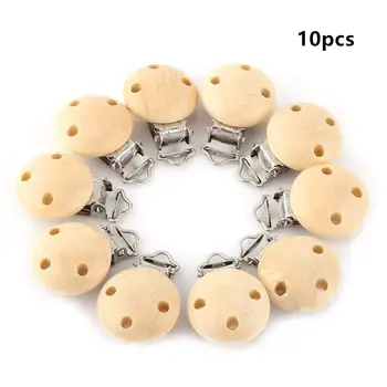 

10Pcs Round Wooden Baby Pacifier Clip 3 Holes Infants Nipple Clasps DIY Toddlers Accessories Pacifier Clips Children Toys