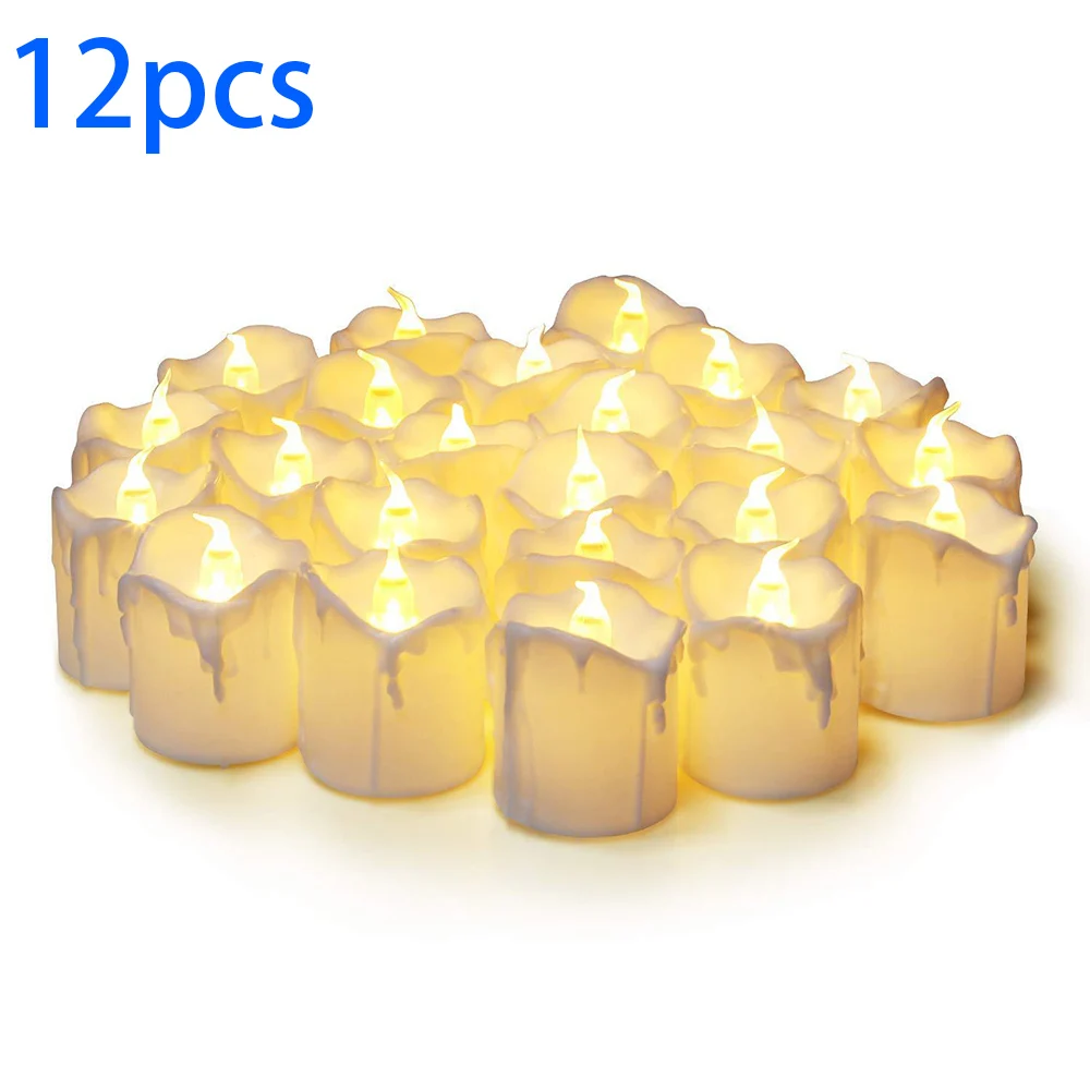 

12 Pcs Of Flameless Candles LED Tea Light Battery Operated Flickering Lamp Home Decoration Christmas Easter party supplies