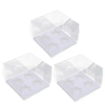 

5PCS PET Eco-Friendly Cupcake Boxes Muffin Containers without Ribbon for Cookies