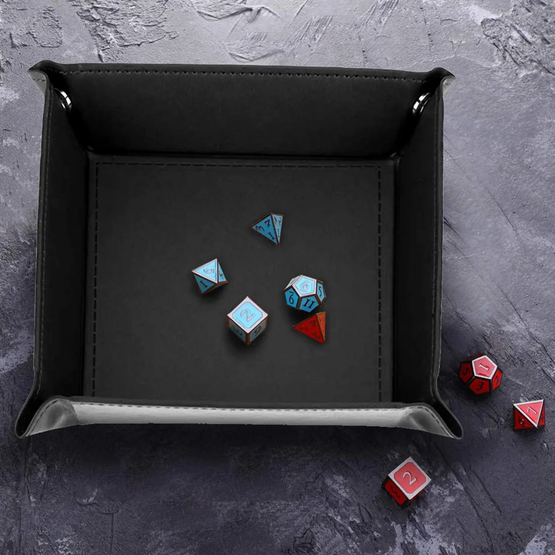 

High Quality New 1pc Blue Dice Foldable Storage Box Dice Table Games Key Wallet Coin Box Tray Desktop Storage Box