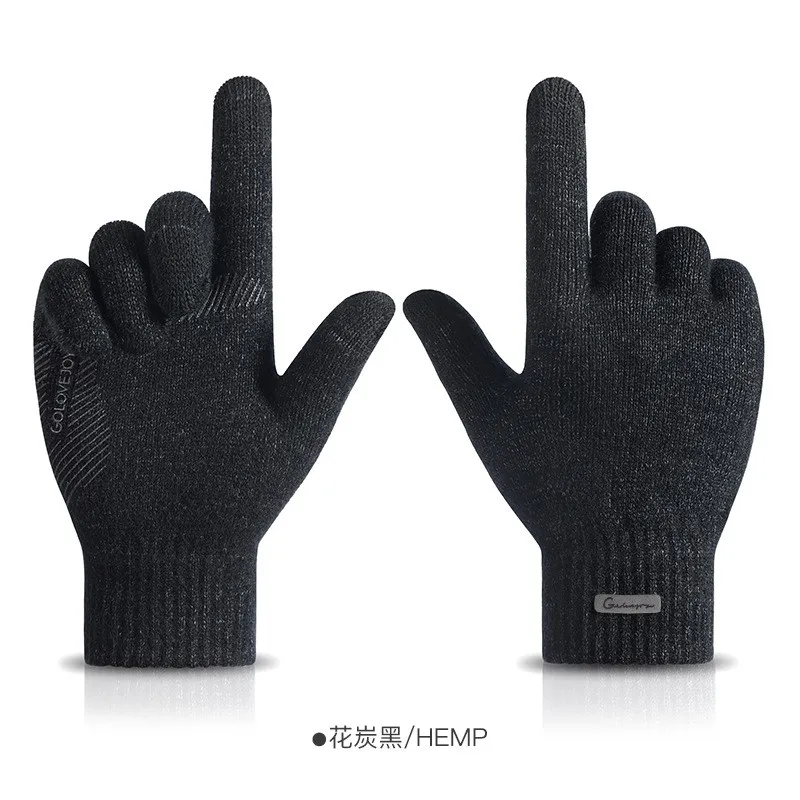 cotton gloves for men Men's Winter Warm Arctic Fleece Knitted Gloves Touchscreen Warm Anti-Skid Riding Wrist Windproof High-Elastic Wool Gloves Women ski gloves mens Gloves & Mittens