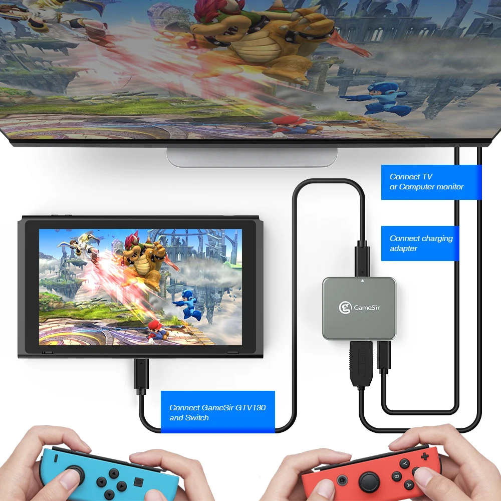 5 портовый Mini Mobile 4K HDMI Кабель адаптер GameSir GTV130 для Nintendo Switch стандарта USB 3 0 и Type C