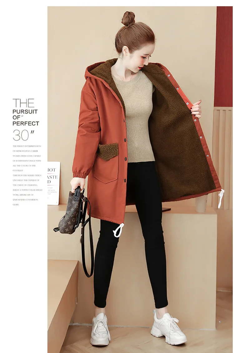 Платье большого размера, осень и зима, стиль 200 из толстой овечьей шерсти, пальто свободного кроя, плюс бархатное теплое хлопковое пальто