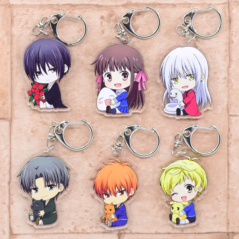 Fruits Basket Keychain Cute Double Sided Key Chain Pendant Acrylic