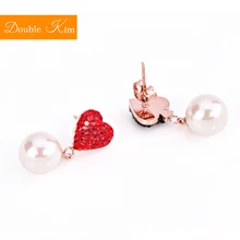 Spades красный персик серьги-гвоздики из титановой нержавеющей стали асимметричные серьги-гвоздики серебристого цвета модные Модные женские ювелирные изделия подарок