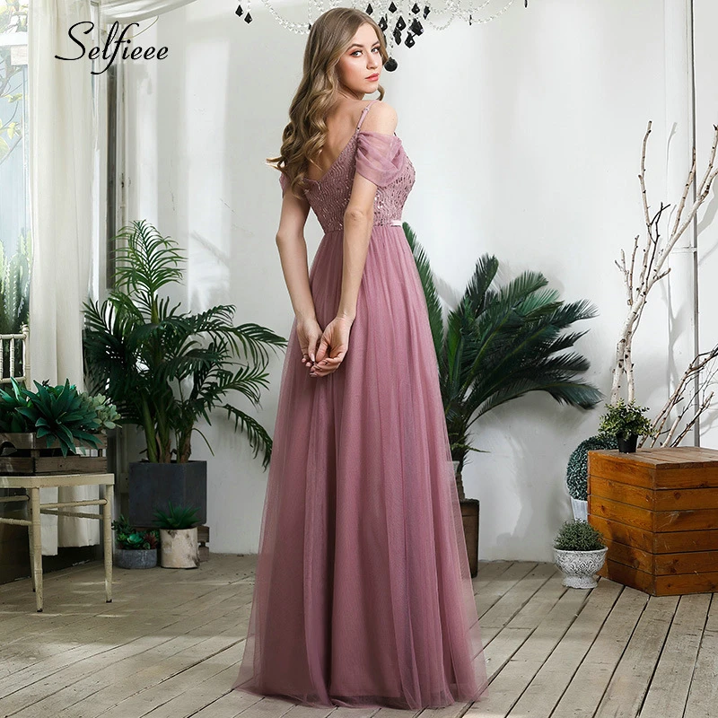 Elegant Laides Party Dress A-Line V-Neck Spaghetti Straps Sequined Short Sleeve Maxi Women Dress Sparkle Formal Gown Robe Femme