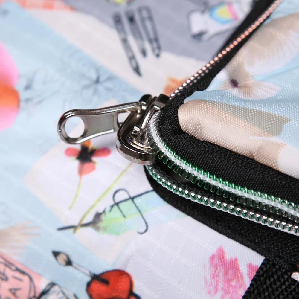 Foldable Travel Bag Women Large Capacity Portable Shoulder Duffle Bag Cartoon Printing Waterproof Weekend Luggage Tote Wholesale