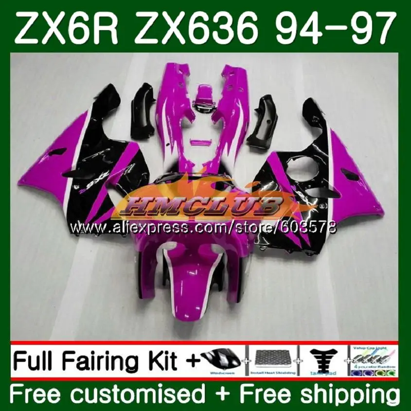 Корпус для KAWASAKI ZX 636 600CC ZX-636 ZX6R 94 95 96 97 розового цвета 104CL. 73 ZX636 ZX-6R ZX600 ZX 6R 1994 1995 1996 1997 обтекатель