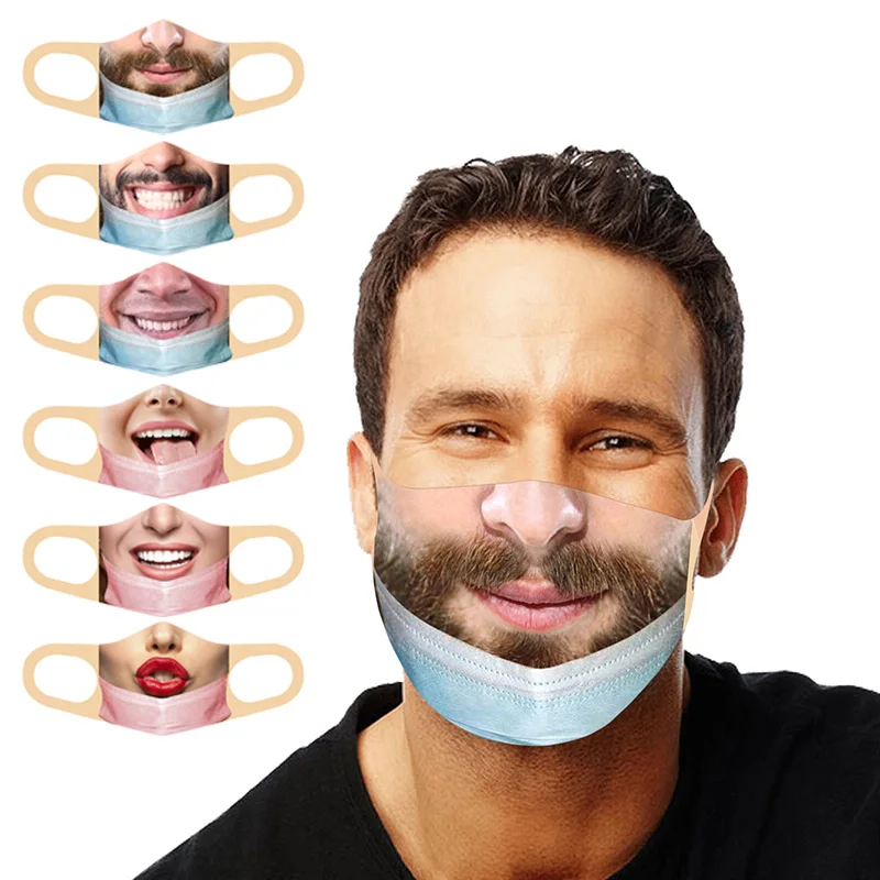 Mascarilla facial con estampado divertido para mujer, máscara de seguridad antipolvo sin costuras, lavable y reutilizable, 1/3/6