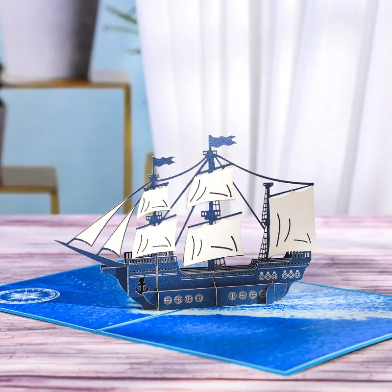 3D sailboat pop up greeting cards for kids dad fathers day graduation