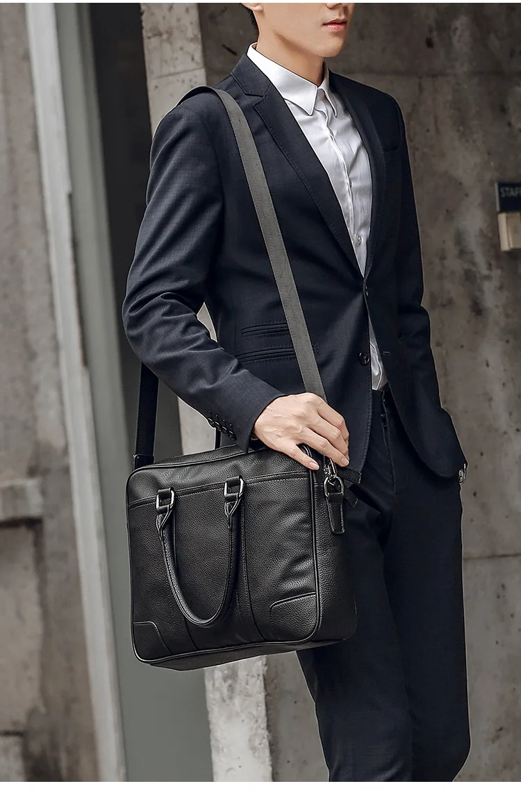 Men's Business Black Casual Bag pu leather Briefcase men's Tote bags High quality male Business large capacity