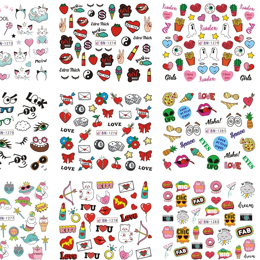 

1 sheet (12pcs) Nail Transfer Sticker Decal Peacock&Flower&Geometric... Water-Transfer Sticker Decals DIY Nail Tips Wrap Sticker