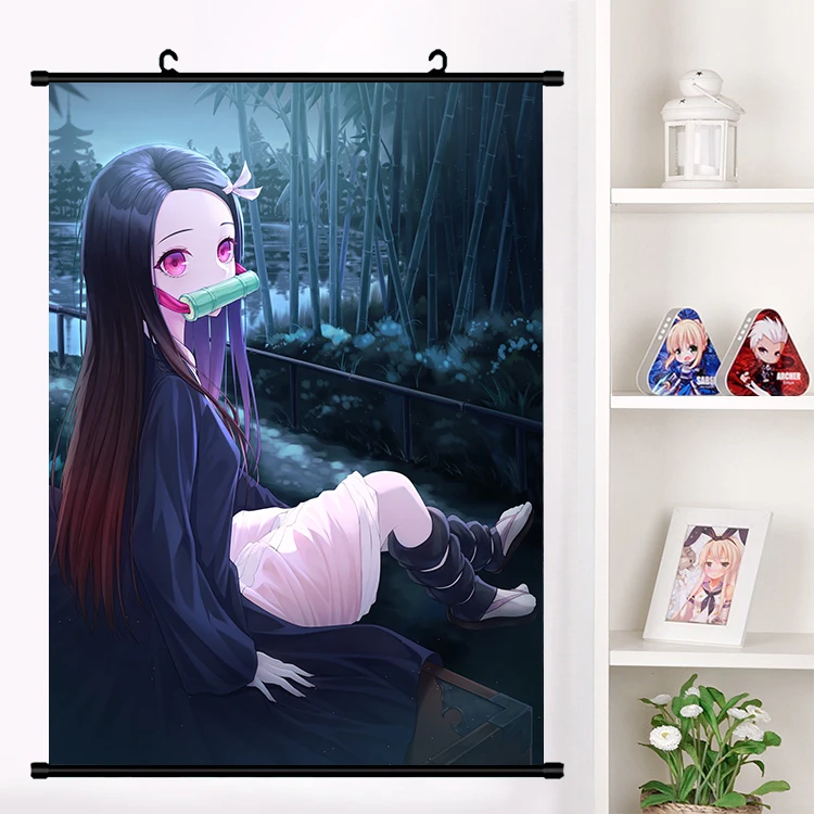 X Аниме демон убийца: Kimetsu no Yaiba Kamado Tanjirou Kamado Nezuko настенный свиток плакат Настенные подвесные плакаты домашний декор - Цвет: X
