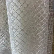 Hh017#10 ярдов/партия Серебряная блестящая небольшая решётка сетка Роскошная приклеенная сетка, фатин, кружева для распиловки свадебное платье/вечерние